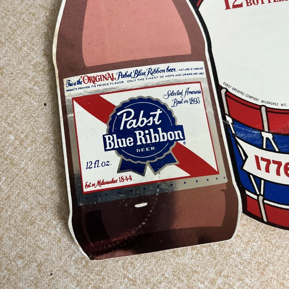 RARE VTG 1976 Pabst Blue Ribbon Beer Decal Sticker Bicentennial Drum PBR  NoS